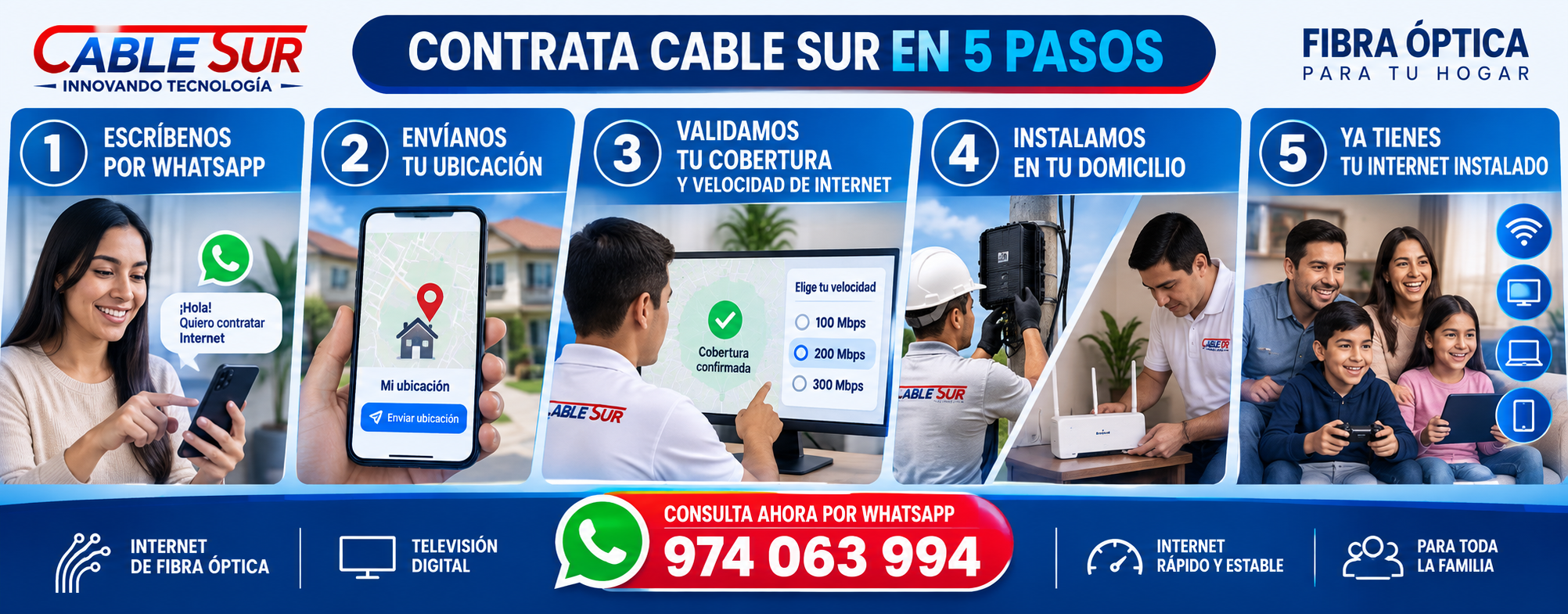 5 pasos para contratar Cable Sur
